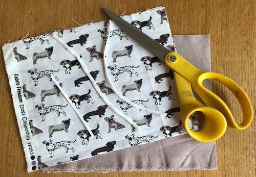prepared pieces ready cut to make DIY face mask