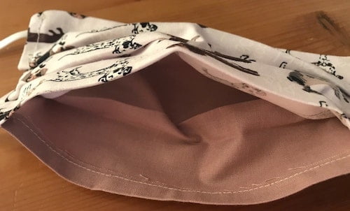 The finished mask, open to insert a filter