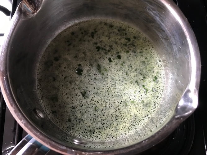 Heat the veg and stock and bring to a boil