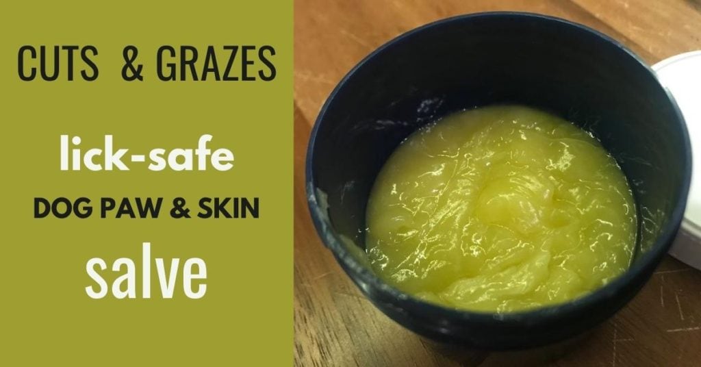 Cuts and grazes, lick-safe dog paw and skin salve recipe