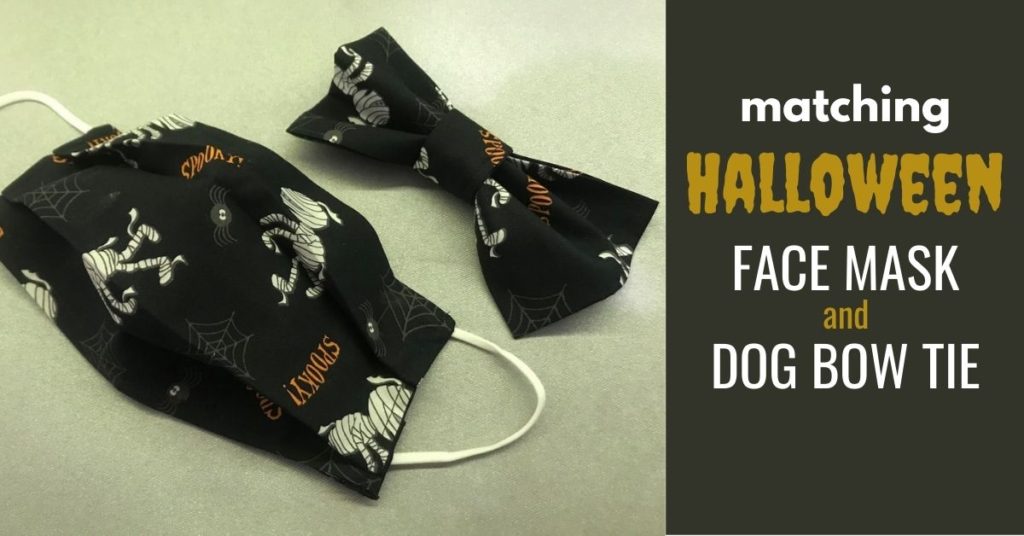 Matching Halloween face mask and dog bow tie - easy tutorial