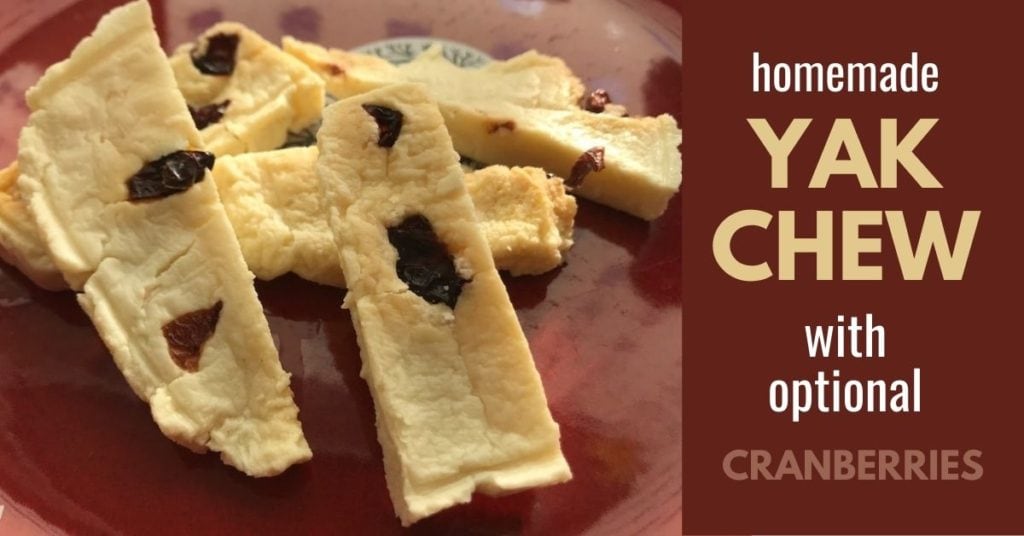 Homemade YAK CHEW for dogs with optional cranberries - recipe