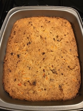sponge for dog cake in a baking tray
