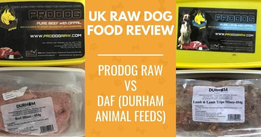 Prodog raw vs DAF raw dog food UK review